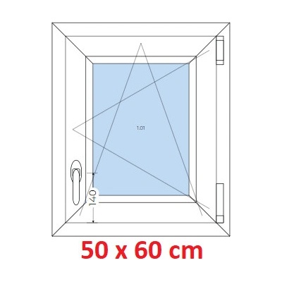 Soft Plastové okno 50x60 cm, otevíravé a sklopné, Antracit struktura/Antracit struktura, levé