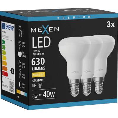 Mexen Nova 3x LED крушка E14, R50, 6W, Топло - 3000K, 630 lm - L103-E14-0630-01x03 (L103-E14-0630-01x03)