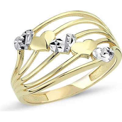 Lillian Vassago Zlatý prsten se srdíčky LLV46 GR007