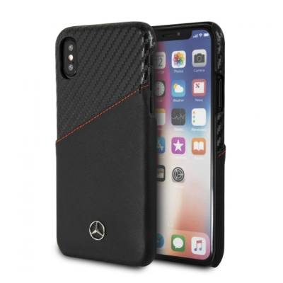 Mercedes-Benz Dynamic Leather Case - оригинален кожен кейс (естествена кожа) за iPhone XS, iPhone X (черен)