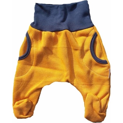 MKcool Tepláčky Baggy rostoucí s kožíškem hořčicové tmavě modré