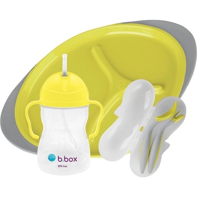 B.Box Sada na krmení Lemon Sherbet (lahev 240 ml, příbor, talířek)