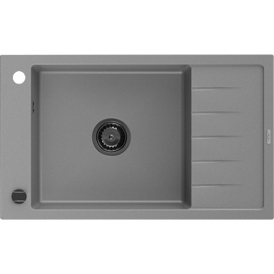 Elias гранитна мивка с 1 корито и отцедник 795 x 480 mm, сив, черен сифон - 6511791005-71-B (6511791005-71-B)