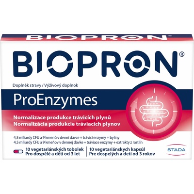 Biopron proenzymes probiotiká pre úľavu pri nadúvaní a diétnych chybách 10 kapsúl