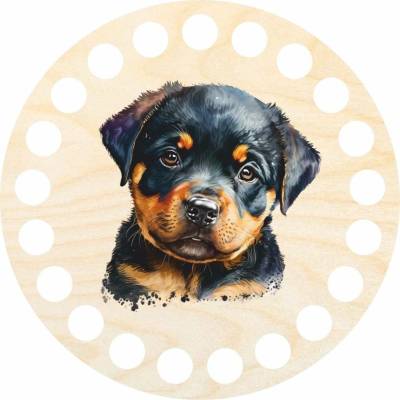 Woody Crafts Podtácek, kruh 10 cm, Rottweiler