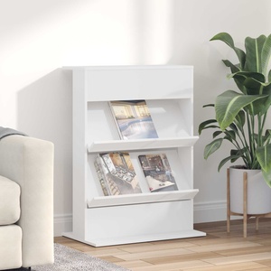vidaXL Етажерка за списания Бяло 70 x 41 x 96 см Инженерна дървесина (899535)