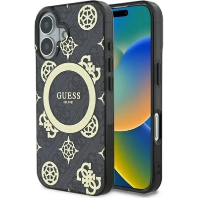GUESS Калъф Guess IML Peony On 4G Background MagSafe за iPhone 16 - черен (3666339299903)