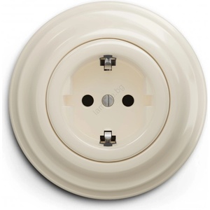 Kliklap - Ретро домашен контакт с рамка SCHUKO 230V/16A бежов (KA0134G)