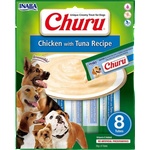 Inaba Foods Dog Churu - Chicken with Tuna - Лакомство за кучета, джобчета с мек пълнеж с пиле и риба тон, 8 пакета х 20 грама, Япония EUD602