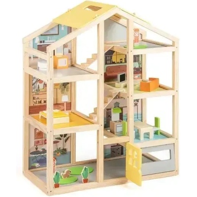 Costway Дървена къща за кукли Costway - Modern Family (TP10389YE)