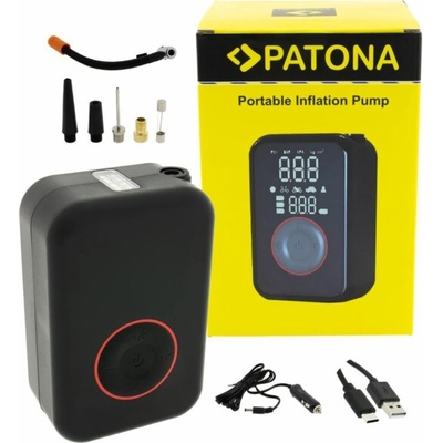 PATONA cestovní mini kompresor do auta, na kolo/ powerbank 4000 mAh/ LED SOS/ USB-A/ USB-C/ LCD – Zboží Živě