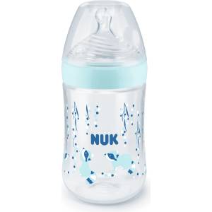 Nuk Шише NUK - Nature Sense, Temperature Control, РР, 260 ml, силиконов биберон M, синьо (old- 10741963-blue)