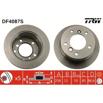 Brzdový kotúč TRW DF4087S