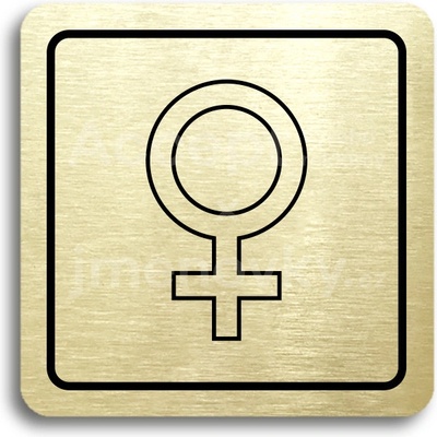 ACCEPT Piktogram WC ženy V - zlatá tabulka - černý tisk