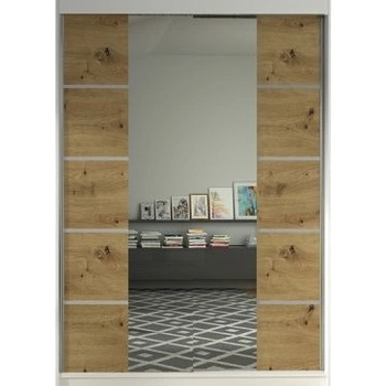 Kapol Lino V 120 cm s půleným zrcadlem a posuvnými dveřmi Stěny bílá / artisan