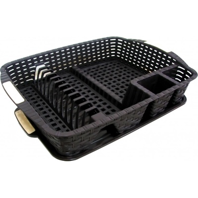MEGA PLAST Mega Plast, Odkapávač na nádobí, polyratan, 47,5 x 37,5 x 9 cm, wenge