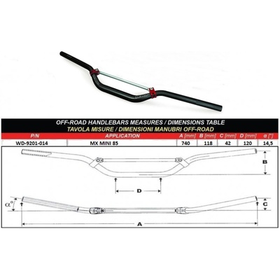 WRP TAPER-X 28.6mm riadidlá MX MINI 85 čierna