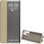 Gigapack Huawei P40 GIGAPACK калъф, с подложка, с кожен ефект, тип FLIP, с прозрачен прозорец, КАФЯВ (GP-96863)