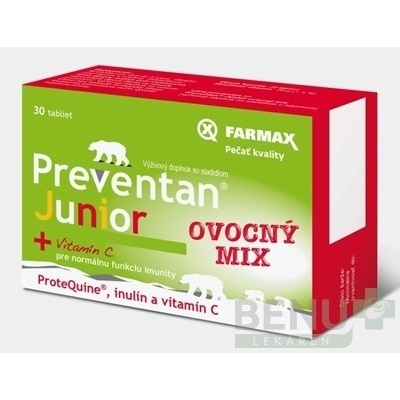 Neuraxpharm Bohemia Preventan Junior + vitamín C ovocný mix 30 tabliet