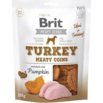 Brit maškrty Jerky Turkey Meaty Coins 80 g