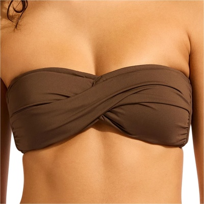 Seafolly Дамско бикини горнище Seafolly Women's Collective Twist Bandeau Bikini top - Dark Chocolate - размер 40 (EU) (150-5059-0415)