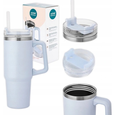 Altom Design termohrnček so slamkou nerezová oceľ 880 ml sv.modrá