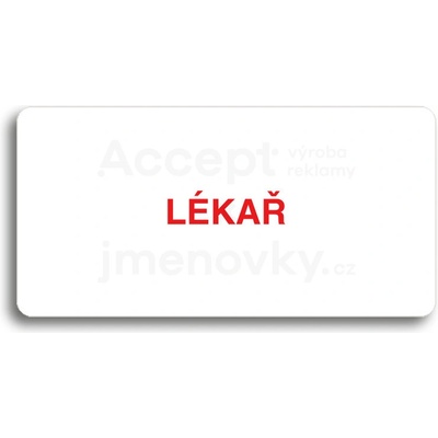 ACCEPT Piktogram LÉKAŘ - bílá tabulka - barevný tisk bez rámečku