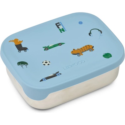 LIEWOOD Детски контейнер за храна Liewood Kid's Arthur Printed Lunchbox Food storage - Fun / Beach Blue - размер 5, 5 x 13 x 17 cm (532-3368-0311)
