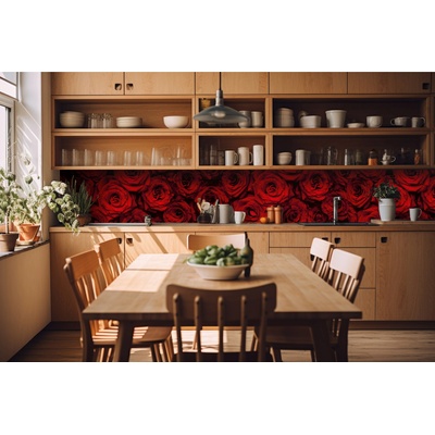 Фототапет за кухня - червени рози 420 x 60 см