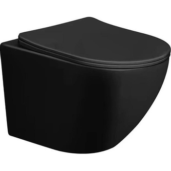 Inter Ceramic Конзолна тоалетна чиния 4937MB TORNADO, Inter Ceramic, седалка и капак, порцелан, черен мат, 36х36х49см (4937MB TORNADO)