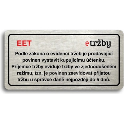 ACCEPT Piktogram EET - zjednodušený režim - stříbrná tabulka - barevný tisk