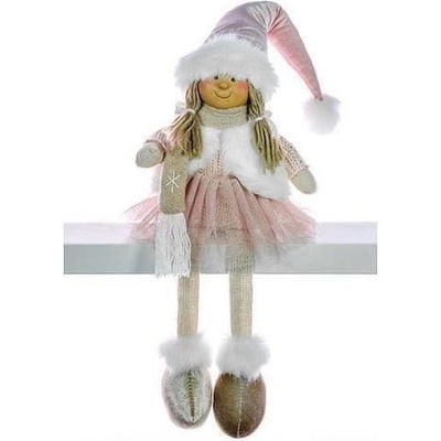 MagicHome Dekorácia Vianoce Dievčatko v ružovej sukni 33 cm