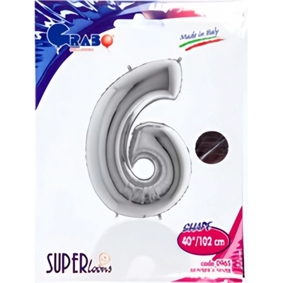 Grabo Balloons Balónek číslice 6 stříbrná 102cm fólie