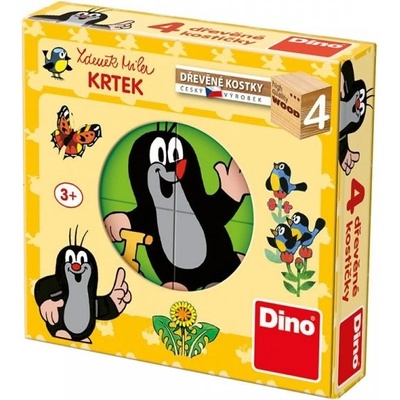Dino Toys Krteček dřevěné kostky 4 díly