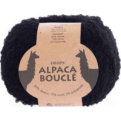 Příze DROPS Alpaca Bouclé uni colour 8903 - černá