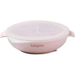 Babyono Силиконова чиния с вендуза и капак Babyono - Розова (5901435417683)
