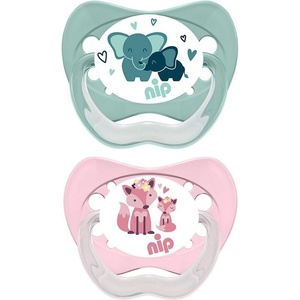 NIP Каучукови залъгалки NIP - Family, Слон и лисица, 5-18 м, 2 броя (64000821310018) - ozone