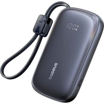 Baseus Външна батерия с вграден USB-C и Lightning кабел и USB-C, USB-А портове - Baseus Qpow3 Ultra EnerFill Power Bank With USB-C And Lightning Cable 22.5W 20000mAh (черен) (E0027M00)