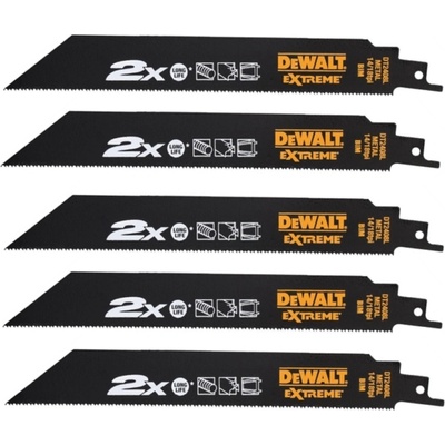 DeWalt DT2408L Sada pilek EXTREME, 2x LIFE, střídavý zub 203 mm pro mečové pily (5 ks)