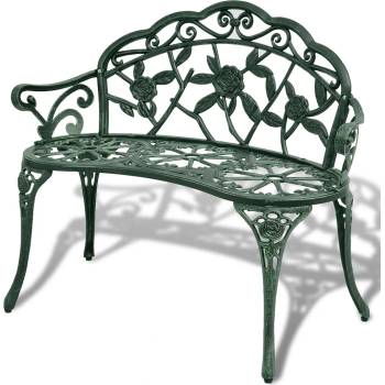 Image 1 of vidaXL Градинска пейка, 100 см, лят алуминий, зелена (42166)