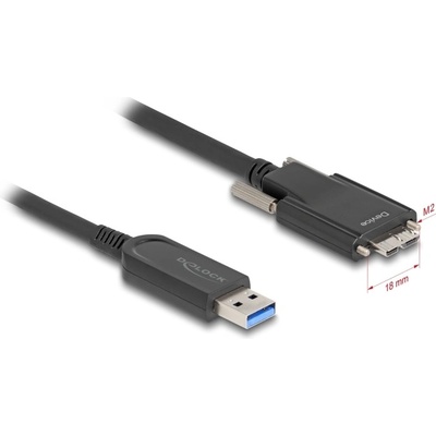 Delock Активен оптичен кабел USB 10 Gbps-A мъжки USB 10 Gbps тип Micro-B щепсел с винтове 15 м