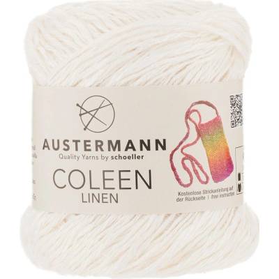 Austermann COLEEN LINEN - 60% len, 25% bavlna, 15% viskóza - Ručně pletací příze Barva: 001 WHITE