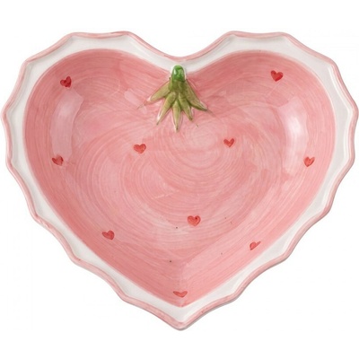 Clayre & Eef Růžová keramická miska ve tvaru srdce Sweet Hearts S 13 x 13 x 4 cm
