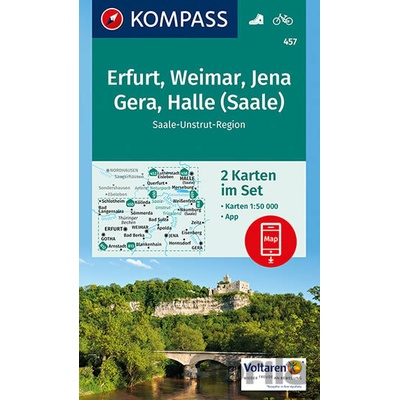 Kompass Karte Erfurt Weimar Jena Gera Halle Saale 2 Bl.