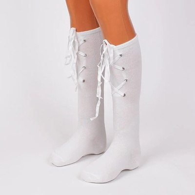 Бели 3/4 чорапи с връзки
