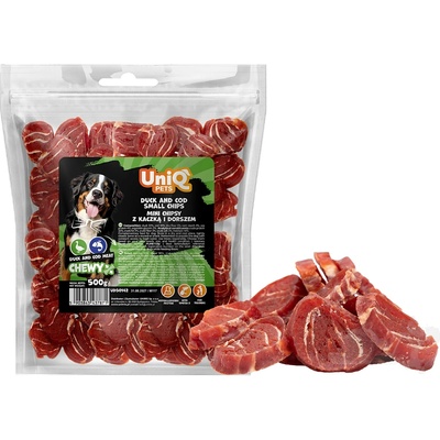 UNIQ PETS masové mini chipsy kachní maso s treskou 500 g