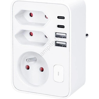 Solight P109PD20 - Разклонител 1x16A+2x 2, 5A с 2xUSB A+C зарядно бял (SL1766)