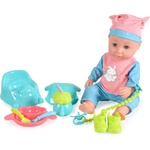 Moni Пишкаща музикална кукла Moni Toys - 36 cm, със синя шапка (109295)