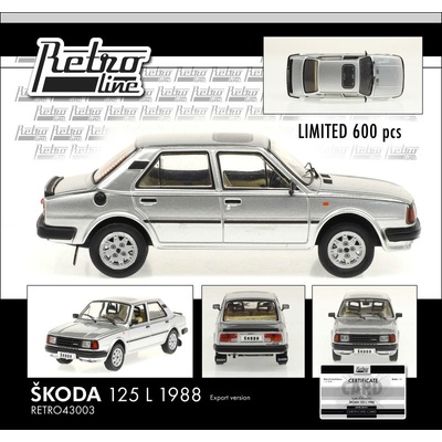 FOX18 Škoda 125 L 1988 exportní verze stříbrná 1:43