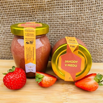 Včelí farma Horký Jahody v medu, 180 g